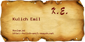 Kulich Emil névjegykártya